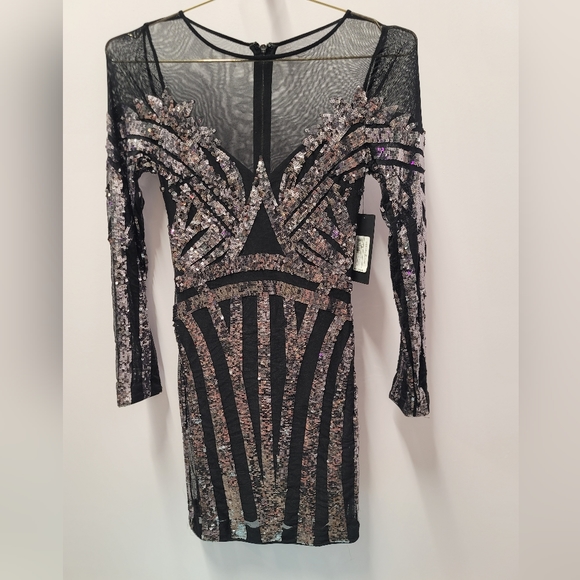 Guess by Marciano black silver sequined dress Xs - Picture 4 of 4